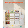 VEVOR Kids Toy Storage, 4-Tier Elephant-Shape Toy Storage Organizer with 10 Plastic Movable Bins, Kids Cubby Cabinet Made from HDPE for Study Room, Bedroom, Playroom, Classroom, Nursery, Gray + Beige