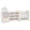 VEVOR Kids Toy Storage with Bookshelf, 4-Tier Toy Storage Organizer with 10 Movable Plastic Bins, Kids Cubby Cabinet with Bookshelf for Study Room, Bedroom, Playroom, Classroom, Nursery, Gray + Beige