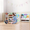 VEVOR Kids Toy Storage with Bookshelf, 4-Tier Large Toy Storage Organizer with 10 Plastic Movable Bins, Kids Cubby Cabinet with Bookshelf and Drawing Board for Study Room, Playroom, Classroom, Nursery