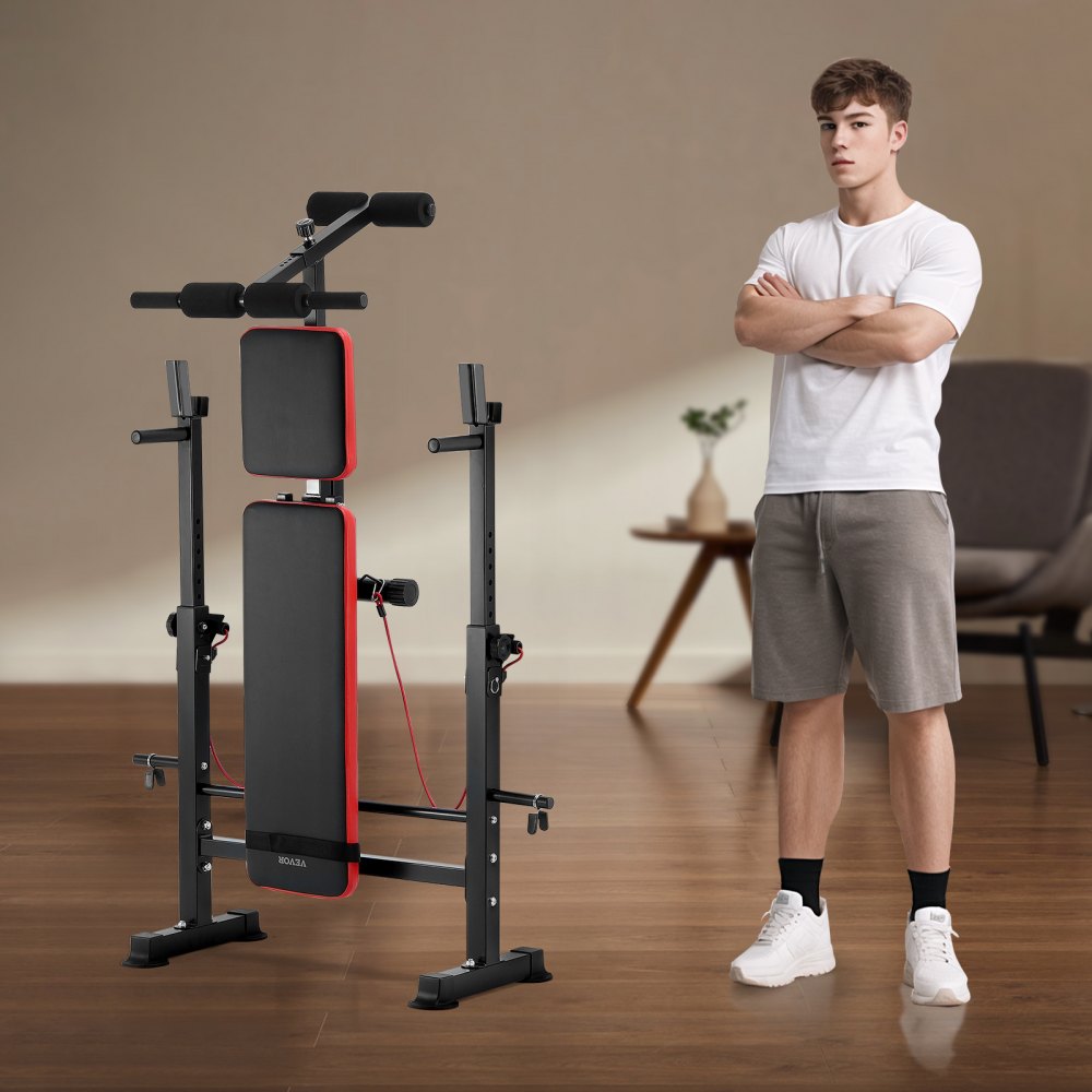 VEVOR Weight Bench, Multi-Functional Adjustable Weight Bench Press for Full Body Workout, 600lbs Exercise Sit up Bench for Home Gym Strength Training, Flat Bench with Quick Folding & Fast Adjustment