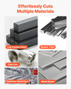Cuts multiple materials (low carbon steel, square tube, cast iron, stainless steel pipe, metal sheet)
