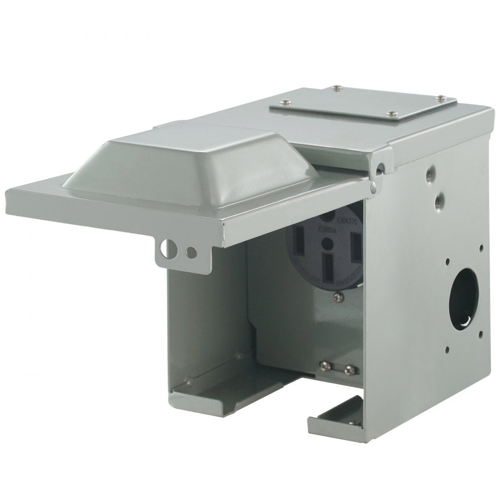 VEVOR 50 Amp RV Power Outlet Box, 125/250 Volt, Enclosed Lockable Outdoor RV Receptacle Box, NEMA 14-50R Weatherproof Electrical Panel, for RV Camper Trailer Motorhome