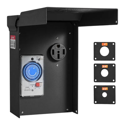Vevor Power Outlet Box 50 Amp RV Outlet Box with Timer NEMA 14-50R 250V New