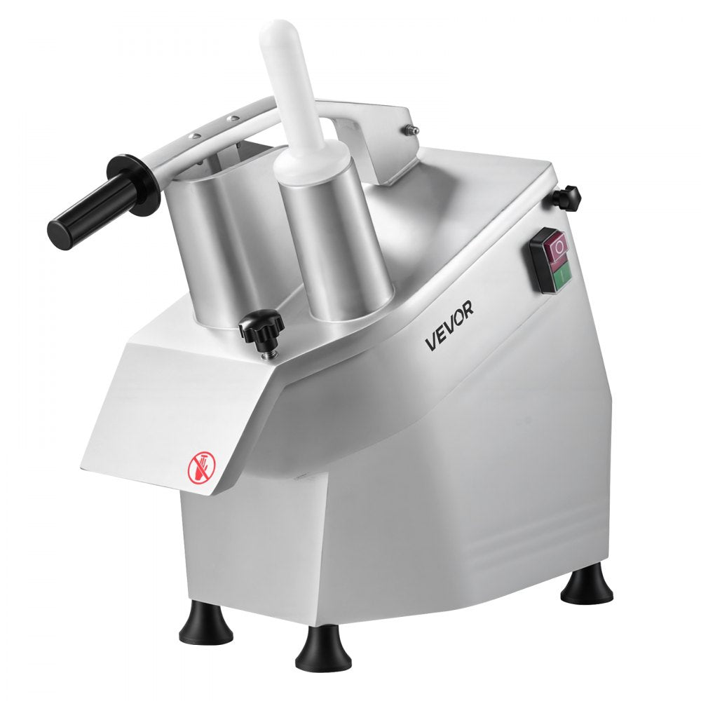 VEVOR Commercial Food Processor 550W Electric Vegetable Cutter with 3 Discs, for Chopping Vegetables Fruit, 2 Feeding Holes, 3 mm Shreds 4 mm Slices 8 mm Strips, Potato Slicer, with Cast Aluminum Body