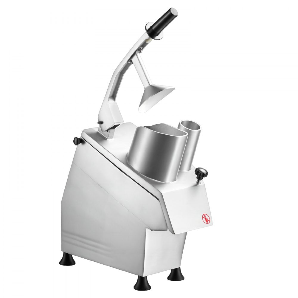 VEVOR Commercial Food Processor 550W Electric Vegetable Cutter with 3 Discs, for Chopping Vegetables Fruit, 2 Feeding Holes, 3 mm Shreds 4 mm Slices 8 mm Strips, Potato Slicer, with Cast Aluminum Body