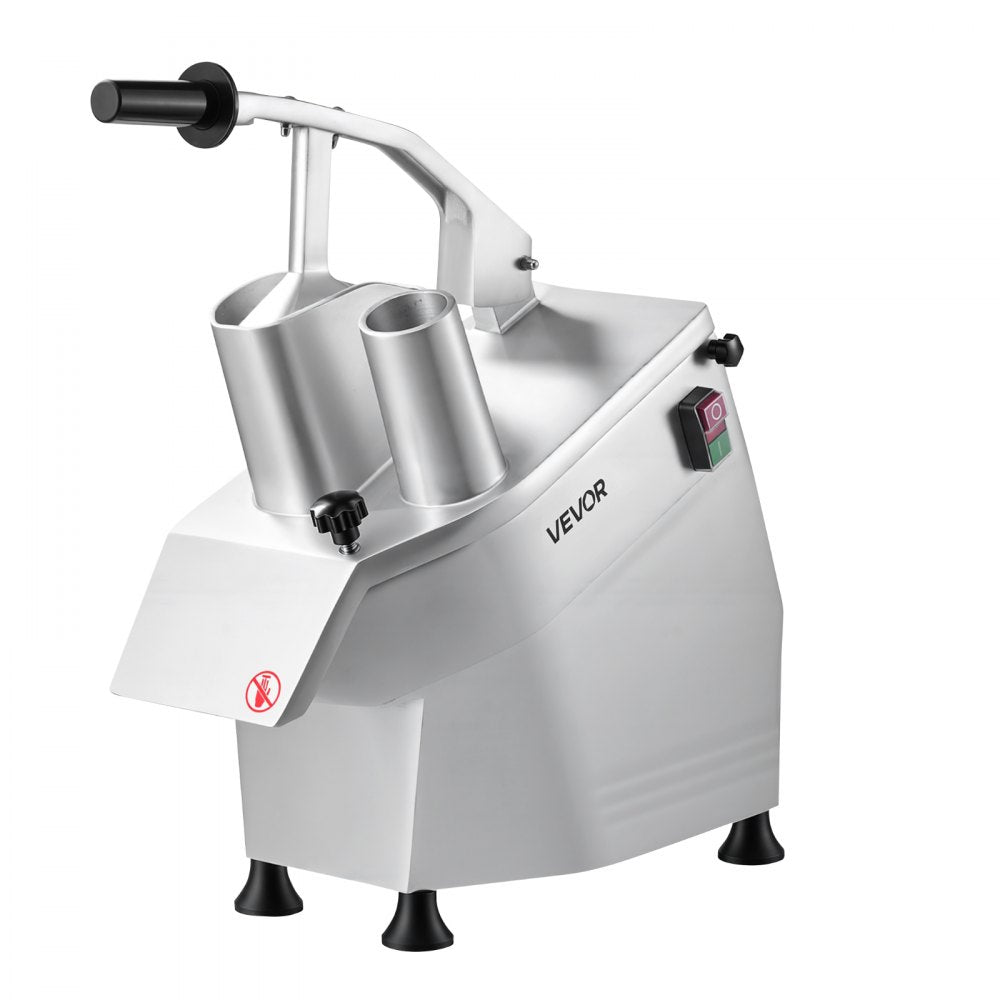 VEVOR Commercial Food Processor 550W Electric Vegetable Cutter with 3 Discs, for Chopping Vegetables Fruit, 2 Feeding Holes, 3 mm Shreds 4 mm Slices 8 mm Strips, Potato Slicer, with Cast Aluminum Body