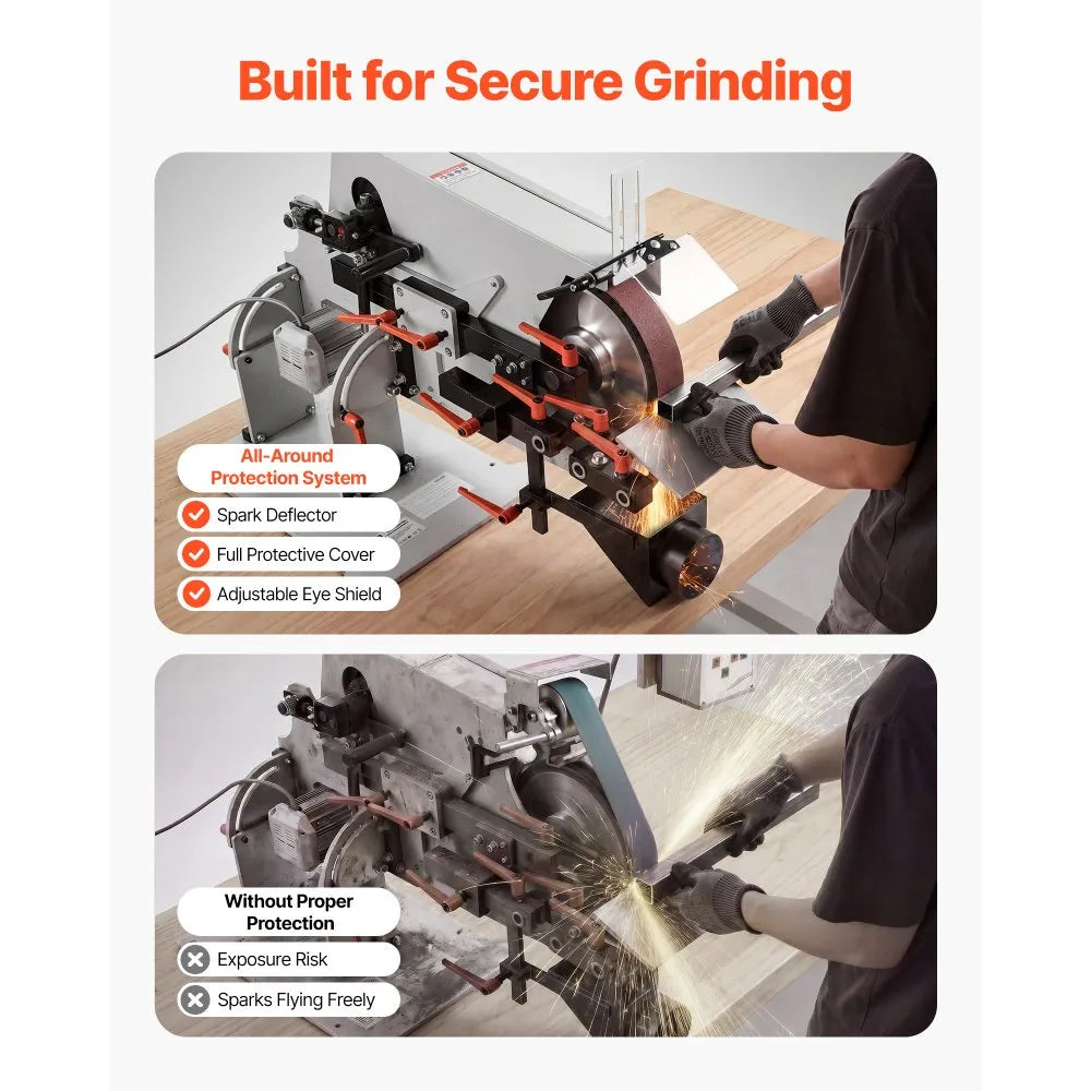 VEVOR Belt Grinder Sander with VFD, 72 x 2-Inch Variable Speed Belt Polisher, 1500W Knife Making Machine with 3 Grinding Modes & 3PCS Sanding Belts for Metalworking, Compatible with 72"-82" * 2" Belts