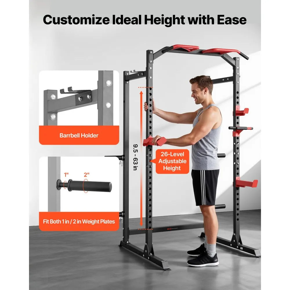 Vevor Power Cage Multi-Functional Squat Rack Home Gym Strength Trainin ...