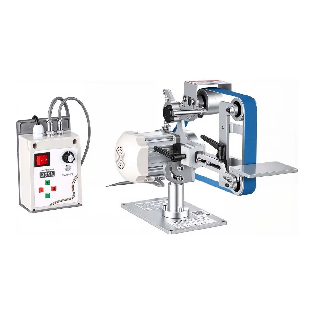 VEVOR Belt Grinder Sander with VFD, 30 x 1-Inch Variable Speed Belt Polisher, 550W Polishing Grinding Machine with 2 Grinding Modes & 3PCS Sanding Belts for Metalworking, Knife Making