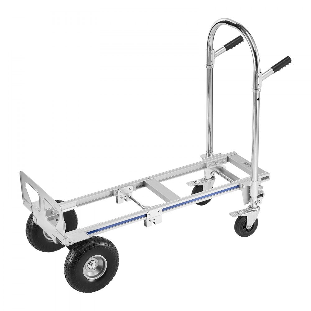 VEVOR 2 in 1 Hand Truck, 1000 lbs Load Capacity for 4-Wheel Mode, Convertible Hand Truck Dolly with Non-Slip Handle & Wheels, Portable Trolley Dolly for Moving Home, Office, Warehouse, Supermarket