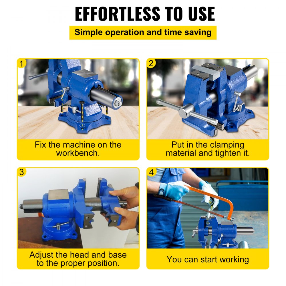 VEVOR 5" Heavy Duty Bench Vise, Double Swivel Rotating Vise Head/Body Rotates 360°,Pipe Vise Bench Vices 30Kn Clamping Force,for Clamping Fixing Equipment Home or Industrial Use