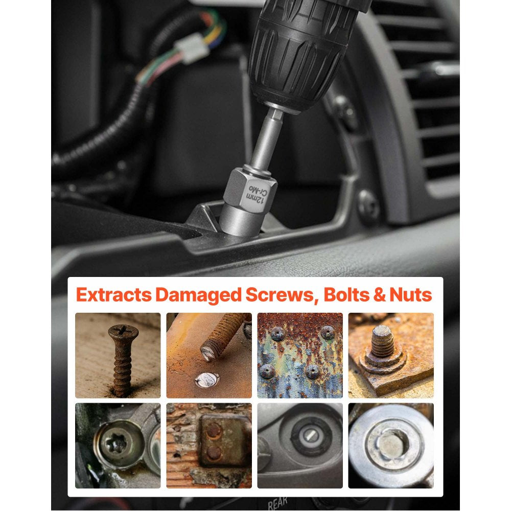 VEVOR Screw Extractor Set with Drill Bits, 65 Pieces, Easy Out Nut Bolt Extractors and Drill Bits, with Adapters, Solid Storage Case, Cr-Mo Steel for Removing Rounded, Broken, or Stripped Fasteners