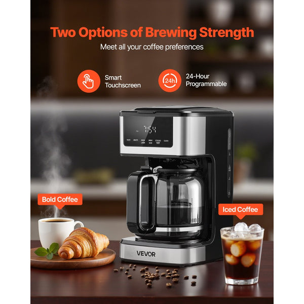 Vevor Coffee Maker 12-Cup Programmable Drip with Touch Screen New ...