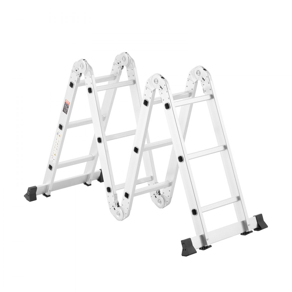 VEVOR Multi-Purpose Folding Ladder, 7-in-1 Tall Step Ladder, A Frame 3 Step Adjustable Telescoping Ladder, 12ft Reach Height Heavy Duty Extension Ladder, 330 lbs Capacity for Household Outdoor Work
