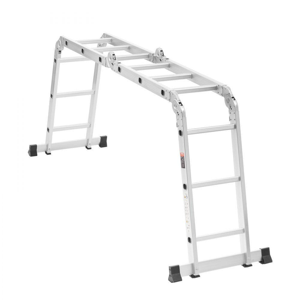 VEVOR Multi-Purpose Folding Ladder, 7-in-1 Tall Step Ladder, A Frame 3 Step Adjustable Telescoping Ladder, 12ft Reach Height Heavy Duty Extension Ladder, 330 lbs Capacity for Household Outdoor Work