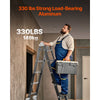 VEVOR Multi-Purpose Folding Ladder, 7-in-1 Tall Extension Step Ladder, A Frame 5 Step Telescoping Ladder, 19ft Reach Height Heavy Duty Adjustable Ladder, 330 lbs Capacity for Home Outdoor