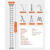 VEVOR Multi-Purpose Folding Ladder, 7-in-1 Tall Extension Step Ladder, A Frame 5 Step Telescoping Ladder, 19ft Reach Height Heavy Duty Adjustable Ladder, 330 lbs Capacity for Home Outdoor