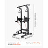 VEVOR Pull Up Bar, 330 LBS Power Tower Dip Station, Workout Dip Station with H-Shaped Stable Base & Back Pad, Adjustable 12 Level Height Free Standing Chin Up Bar for Back, 4-Level Adjustable Back Pad