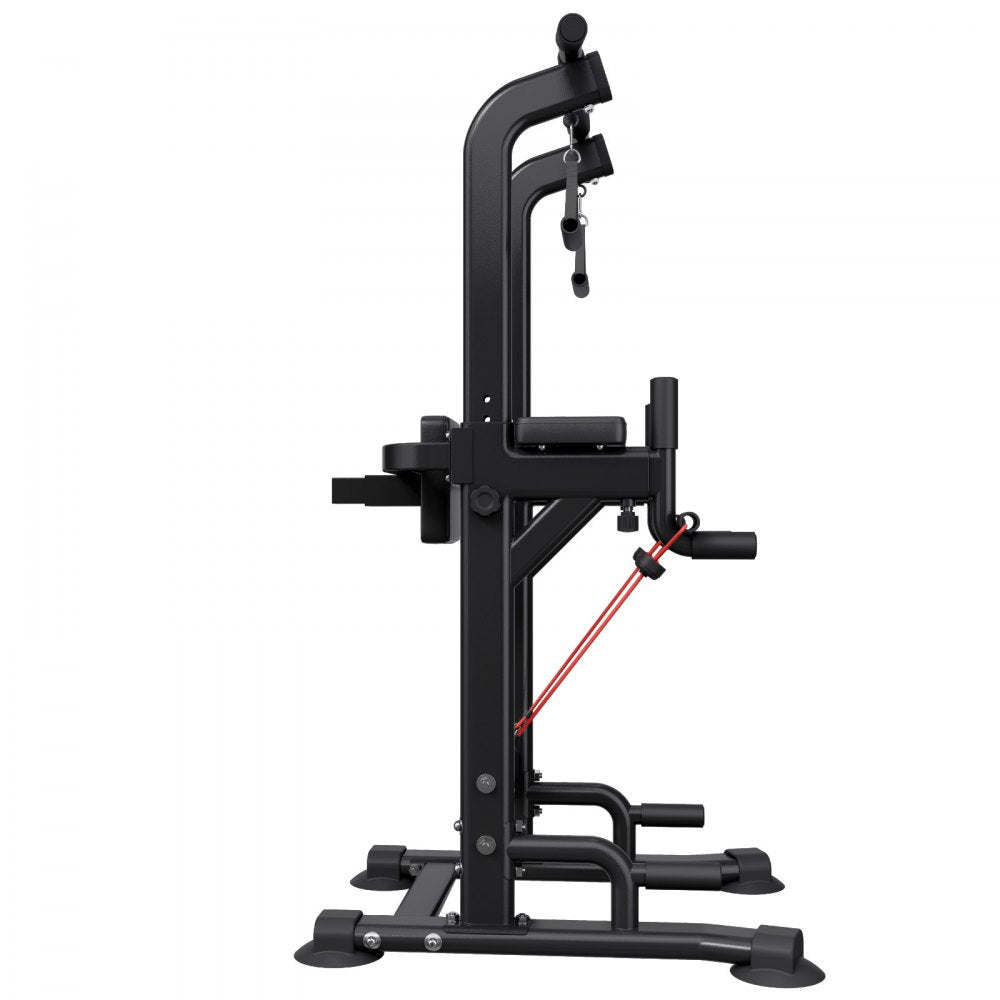VEVOR Pull Up Bar, 330 LBS Power Tower Dip Station, Workout Dip Station with H-Shaped Stable Base & Back Pad, Adjustable 12 Level Height Free Standing Chin Up Bar for Back, 4-Level Adjustable Back Pad