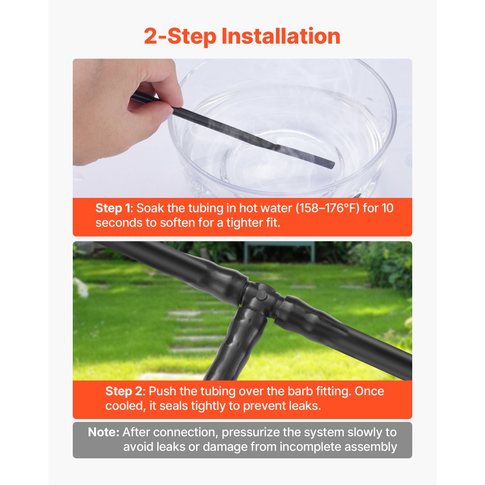 VEVOR  Drip Irrigation Fittings Kit for 1/4" Tubing, 300 Pcs Drip Irrigation System Parts, Tees, Straight Barb, 4 Way Coupling, Elbows, End Plug, Single Barbs, Barbed Connectors for Yard Garden Lawn