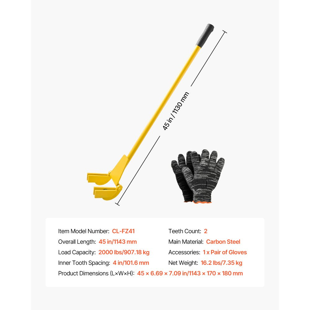 VEVOR Pallet Buster Tool, 41 Inch Carbon Steel Handle Wrecking Pry Bar, 2000 lbs Weight Capacity, Heavy Duty Deck Board Removal Tool, Breaker Bar for Flooring, Framing, Roofing, Trim, Drywall