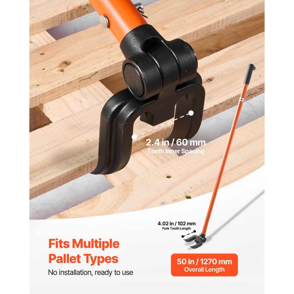 VEVOR Pallet Buster Tool, 44 Inch Carbon Steel Handle Wrecking Pry Bar, 2000 lbs Weight Capacity, Heavy Duty Deck Board Removal Tool, Breaker Bar for Flooring, Framing, Roofing, Trim, Drywall