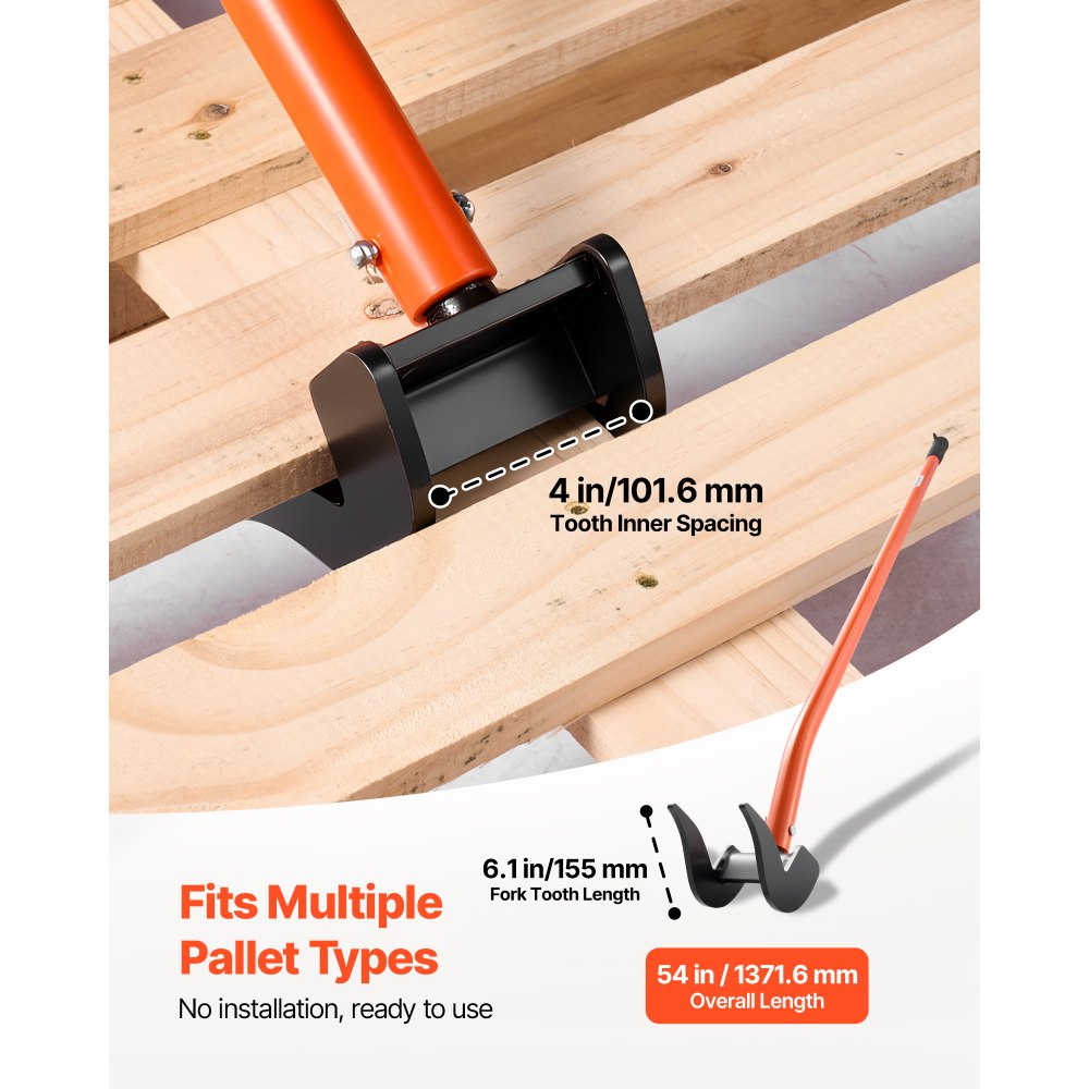 VEVOR Pallet Buster Tool, 50 Inch Carbon Steel Handle Wrecking Pry Bar, 2000 lbs Weight Capacity, Heavy Duty Deck Board Removal Tool, Breaker Bar for Flooring, Framing, Roofing, Trim, Drywall
