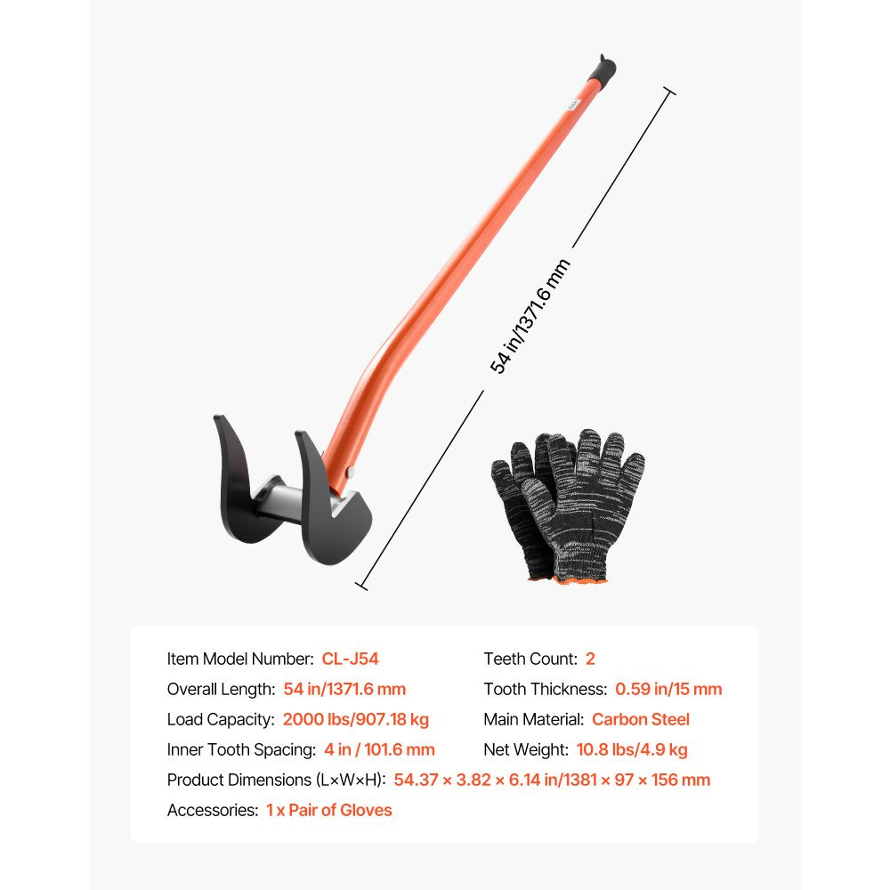 VEVOR Pallet Buster Tool, 50 Inch Carbon Steel Handle Wrecking Pry Bar, 2000 lbs Weight Capacity, Heavy Duty Deck Board Removal Tool, Breaker Bar for Flooring, Framing, Roofing, Trim, Drywall