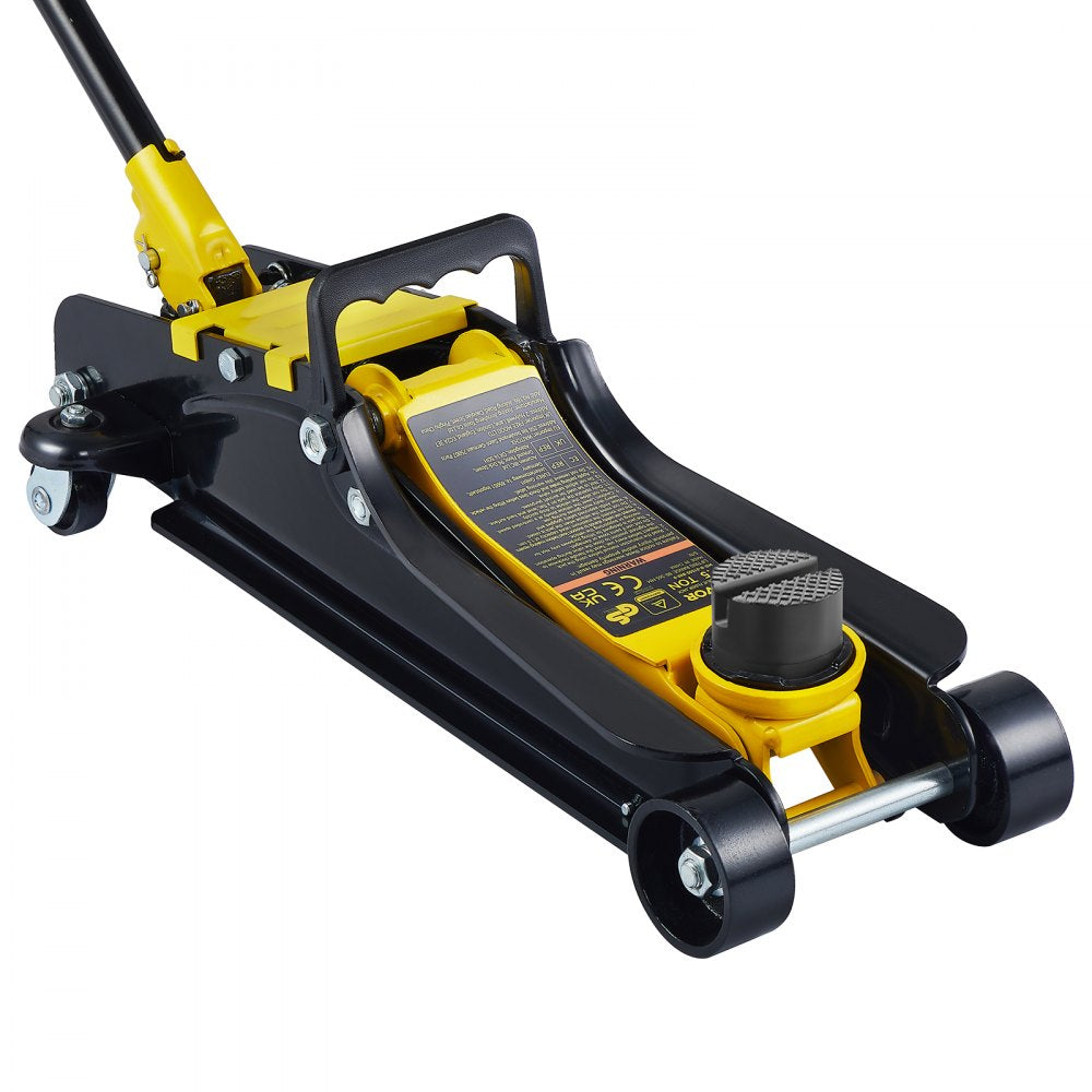 VEVOR Floor Jack, 2.5 Ton Low Profile Floor Jack, Heavy-duty Steel Racing Floor Jack With Single Piston Lift Pump, Floor Jack Lifting Range 3.35"-14.96"