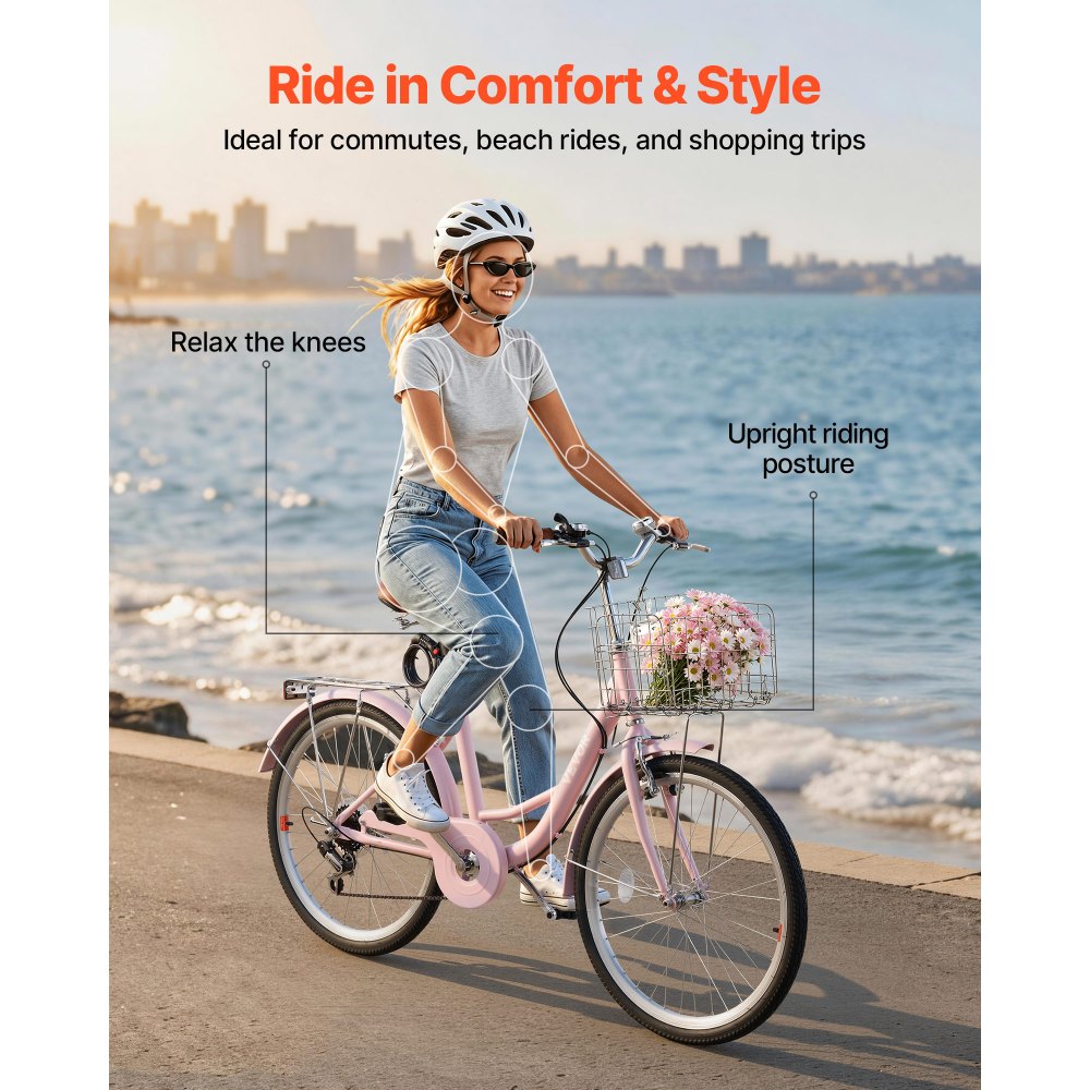 Vevor Beach Cruiser Bike Women's 24