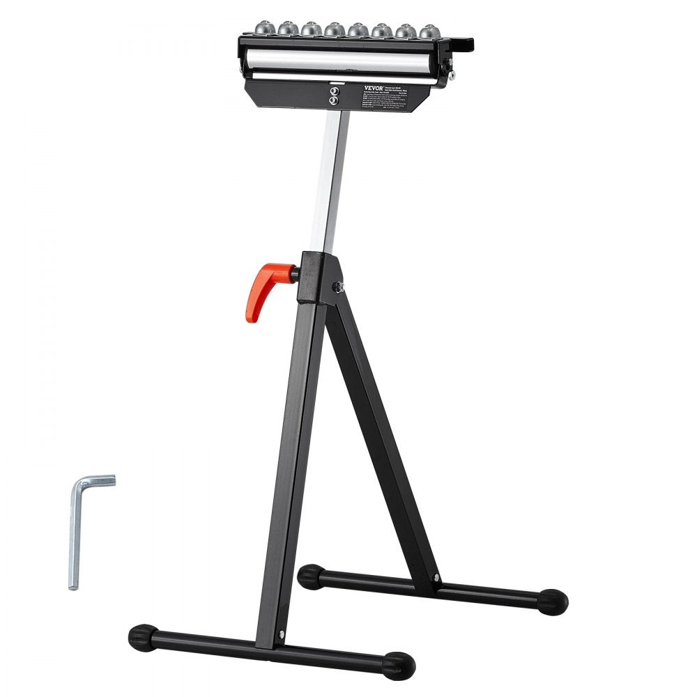 VEVOR Roller Stand, 300 lb Load Capacity, 26.8-42.5 in Adjustable Height, Folding Heavy Duty with 11.5 inch Polished Multi-directional Roller Head, for Table Saw Outfeed Woodworking Extension Support