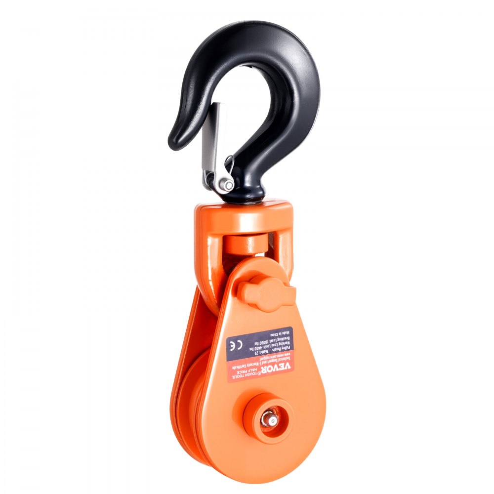 VEVOR 2 Ton Snatch Block with Swivel Hook, 3" Sheave 3/8" Inch Wire Rope, Heavy Duty Snatch Block Pulley 4400 lbs for Towing and Recovery operations on Tow Truck Rollback Wrecker Car Hauler Winches
