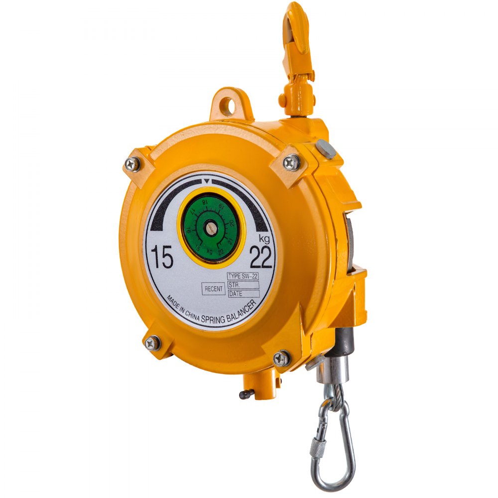 VEVOR Spring Balancer 33-49lbs(15-22kg) Retractable Tool Holder 1.5m Length Tool Balancer with Hook and Wire Rope Adjustable Balancer Retractor Hanging Holding Equipment in Yellow