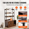 VEVOR Cat Litter Box Enclosure, Hidden Litter Box Furniture with 3 Storage Shelves, Wooden Cat Washroom Indoor, Large Cat House Cabinet Hidden Fit Most Litter Box, 33.5"L x 19.3"W x 58.7"H, Dark Brown