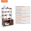 VEVOR Cat Litter Box Enclosure, Hidden Litter Box Furniture with 3 Storage Shelves, Wooden Cat Washroom Indoor, Large Cat House Cabinet Hidden Fit Most Litter Box, 33.5"L x 19.3"W x 58.7"H, Dark Brown