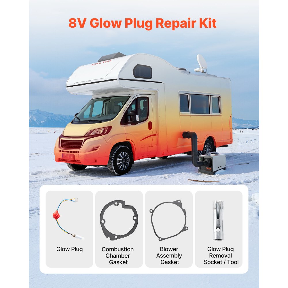 VEVOR 8V Glow Plug Repair Kit, Parking Diesel Heater Glow Ignition Plug Kit with Atomization Mesh, Compatible with 2KW 5KW 8KW Diesel Air Heater Models, Diesels Heaters Accessories for Car Truck Boat