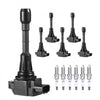 VEVOR Ignition Coil Pack and Spark Plugs, Set of 6, Compatible with Nissan Murano Maxima Pathfinder 350Z Altima Quest Infiniti EX35 FX35 G25 G35 JX35 M35 M35h Q50 Q70 QX60 3.5L V6, for UF550 C1670
