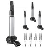 VEVOR Ignition Coil Pack and Spark Plugs, Set of 4, Compatible with Toyota Corolla Matrix Prius Prius V Scion IM xD Pontiac Vibe Lexus CT200h 1.8L L4, Replacement for UF596 UF-619 90919-02252 C1714