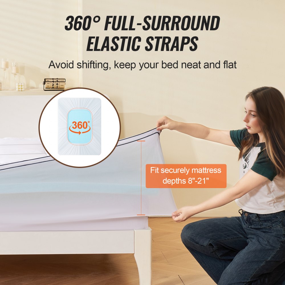VEVOR Mattress Topper, Queen Size, 3 in Thickness, Memory Foam, Fiber Fill, Detachable & Washable Casing, Ergonomically Designed for Pressure Relief, Comfortable Cooling & Breathable, for Hot Sleepers