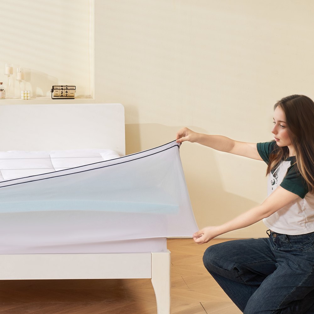 VEVOR Mattress Topper, Queen Size, 4 in Thickness, Memory Foam, Fiber Fill, Detachable & Washable, Ergonomically Designed for Pressure Relief, Comfortable Cooling & Breathable, Ideal for Hot Sleepers