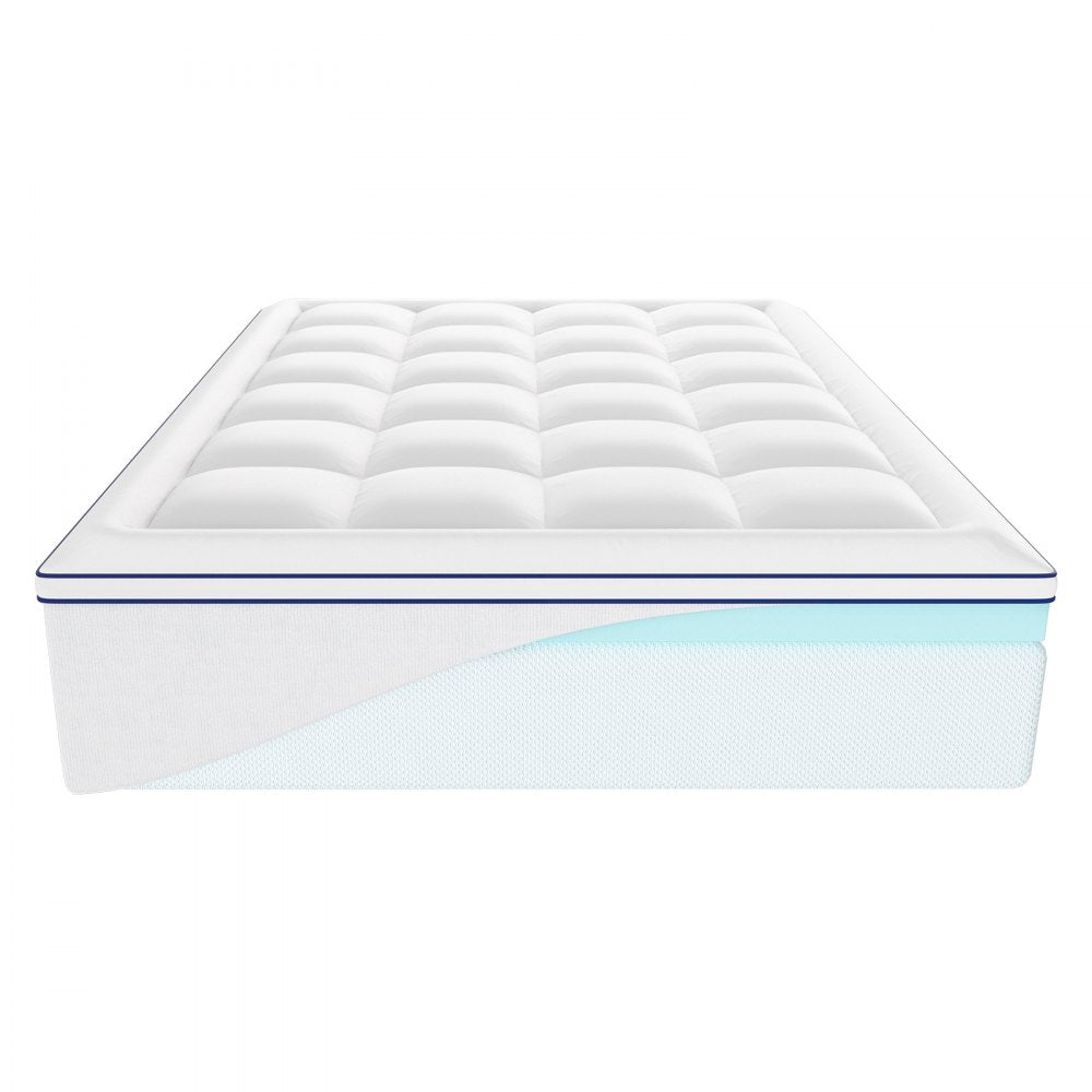 VEVOR Mattress Topper, Queen Size, 4 in Thickness, Memory Foam, Fiber Fill, Detachable & Washable, Ergonomically Designed for Pressure Relief, Comfortable Cooling & Breathable, Ideal for Hot Sleepers
