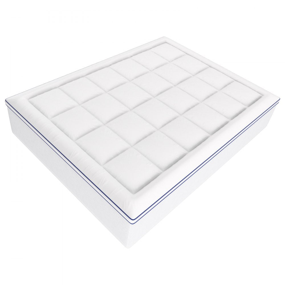 VEVOR Mattress Topper, Queen Size, 4 in Thickness, Memory Foam, Fiber Fill, Detachable & Washable, Ergonomically Designed for Pressure Relief, Comfortable Cooling & Breathable, Ideal for Hot Sleepers