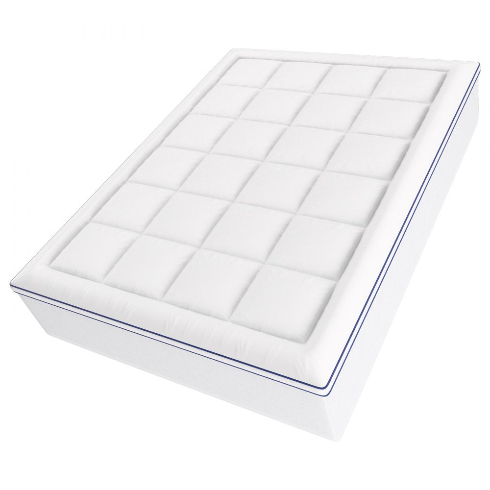 VEVOR Mattress Topper, Queen Size, 4 in Thickness, Memory Foam, Fiber Fill, Detachable & Washable, Ergonomically Designed for Pressure Relief, Comfortable Cooling & Breathable, Ideal for Hot Sleepers