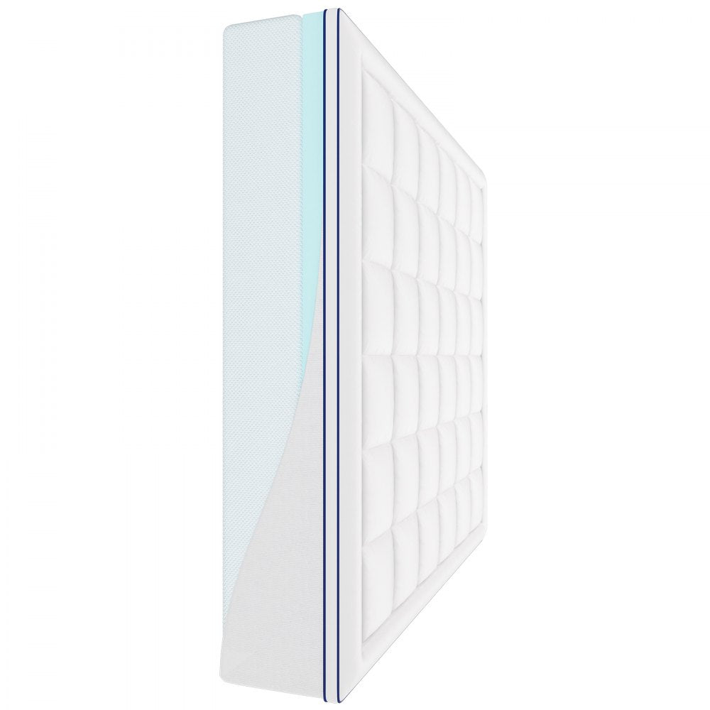 VEVOR Mattress Topper, King Size, 4 in Thickness, Memory Foam, Fiber Fill, Detachable & Washable, Ergonomically Designed for Pressure Relief, Comfortable Cooling & Breathable, Ideal for Hot Sleepers