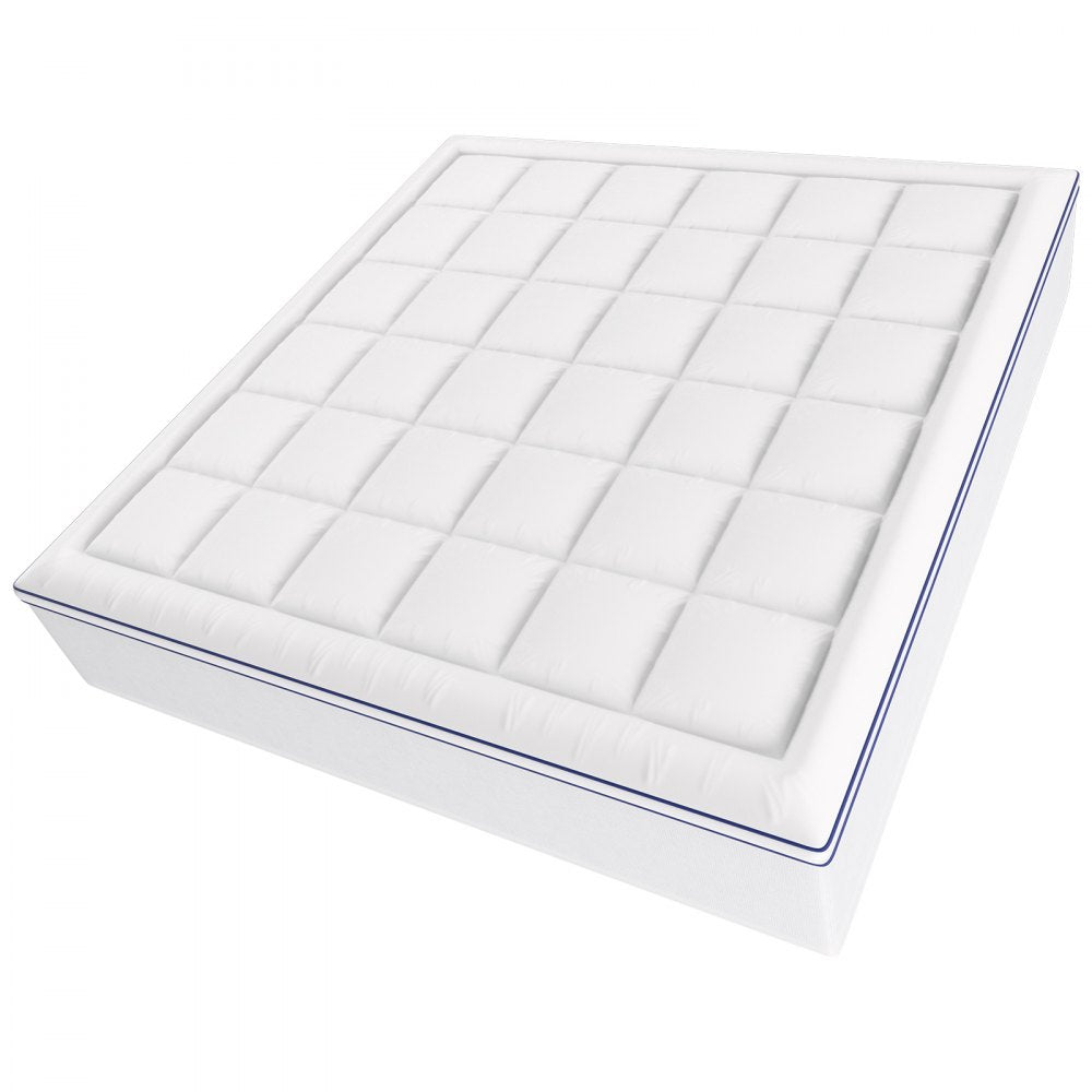 VEVOR Mattress Topper, King Size, 4 in Thickness, Memory Foam, Fiber Fill, Detachable & Washable, Ergonomically Designed for Pressure Relief, Comfortable Cooling & Breathable, Ideal for Hot Sleepers