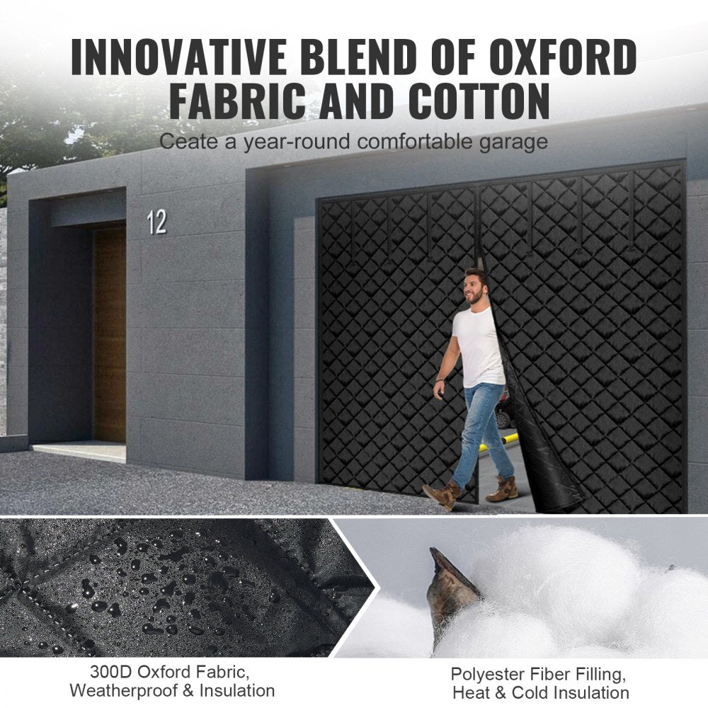 VEVOR Garage Door Screen for Winter, 8x7FT, Garage Door Insulation Kit, Magnetic Thermal Insulated Door Curtain with 300D Oxford Fabric Heavy Duty Weighted Bottom, Easy Assembly for Garage Door