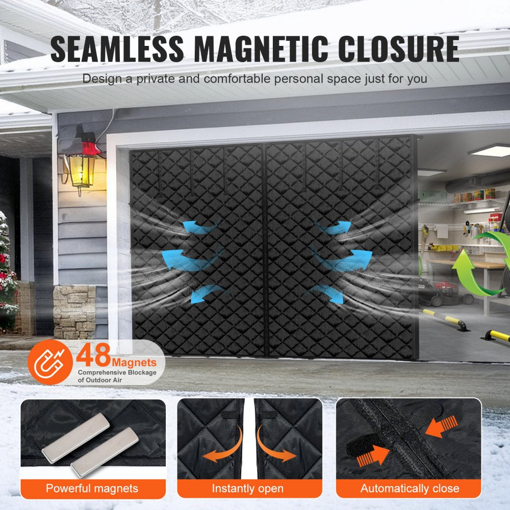 VEVOR Garage Door Screen for Winter, 8x7FT, Garage Door Insulation Kit, Magnetic Thermal Insulated Door Curtain with 300D Oxford Fabric Heavy Duty Weighted Bottom, Easy Assembly for Garage Door