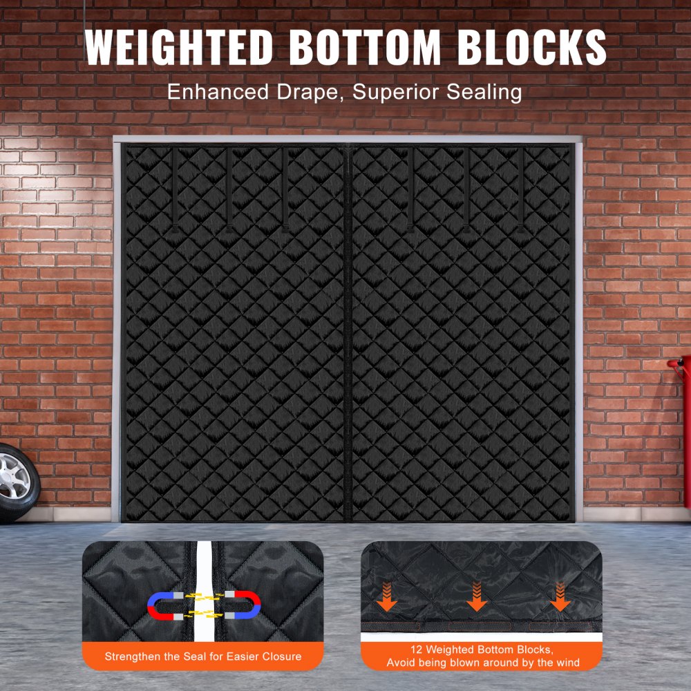 VEVOR Garage Door Screen for Winter, 8x7FT, Garage Door Insulation Kit, Magnetic Thermal Insulated Door Curtain with 300D Oxford Fabric Heavy Duty Weighted Bottom, Easy Assembly for Garage Door