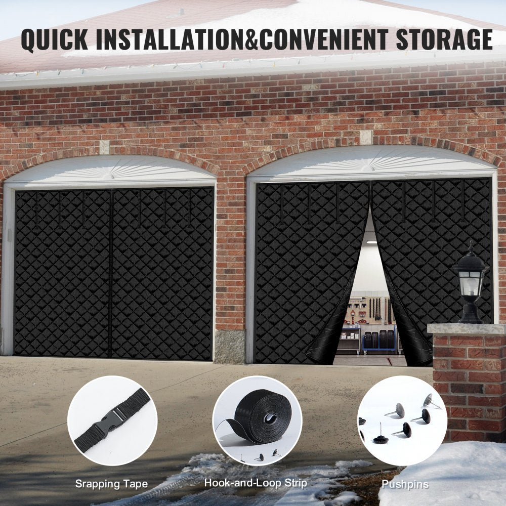 VEVOR Garage Door Screen for Winter, 8x7FT, Garage Door Insulation Kit, Magnetic Thermal Insulated Door Curtain with 300D Oxford Fabric Heavy Duty Weighted Bottom, Easy Assembly for Garage Door