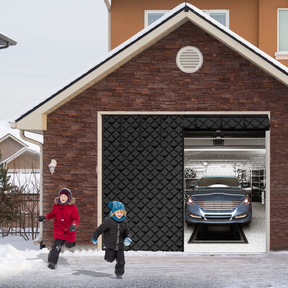 VEVOR Garage Door Screen for Winter, 8x7FT, Garage Door Insulation Kit, Magnetic Thermal Insulated Door Curtain with 300D Oxford Fabric Heavy Duty Weighted Bottom, Easy Assembly for Garage Door